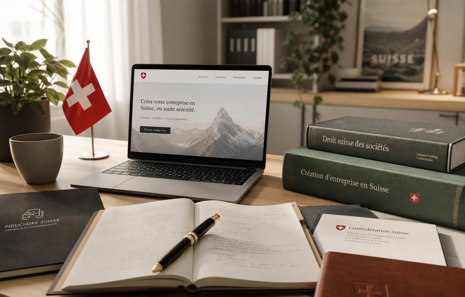 Bureau chaleureux avec carnet ouvert, plan de projet et laptop pour un démarrage d'entreprise